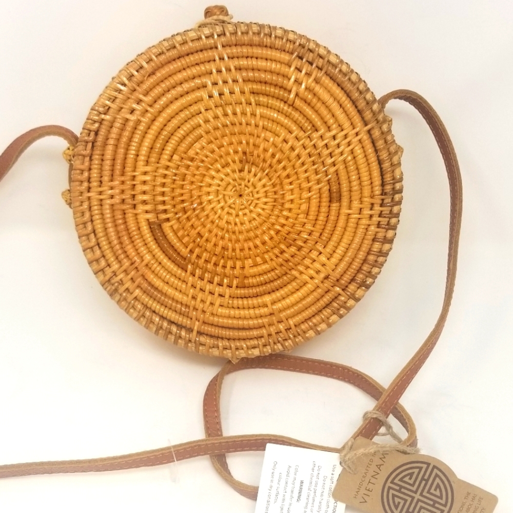Straw Handbag Artisan NEW Leather Strap‎ Shoulder Bag Crossbody.